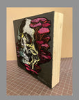 Hand painted Letterpress Skull and Shrooms - Samaritan Press