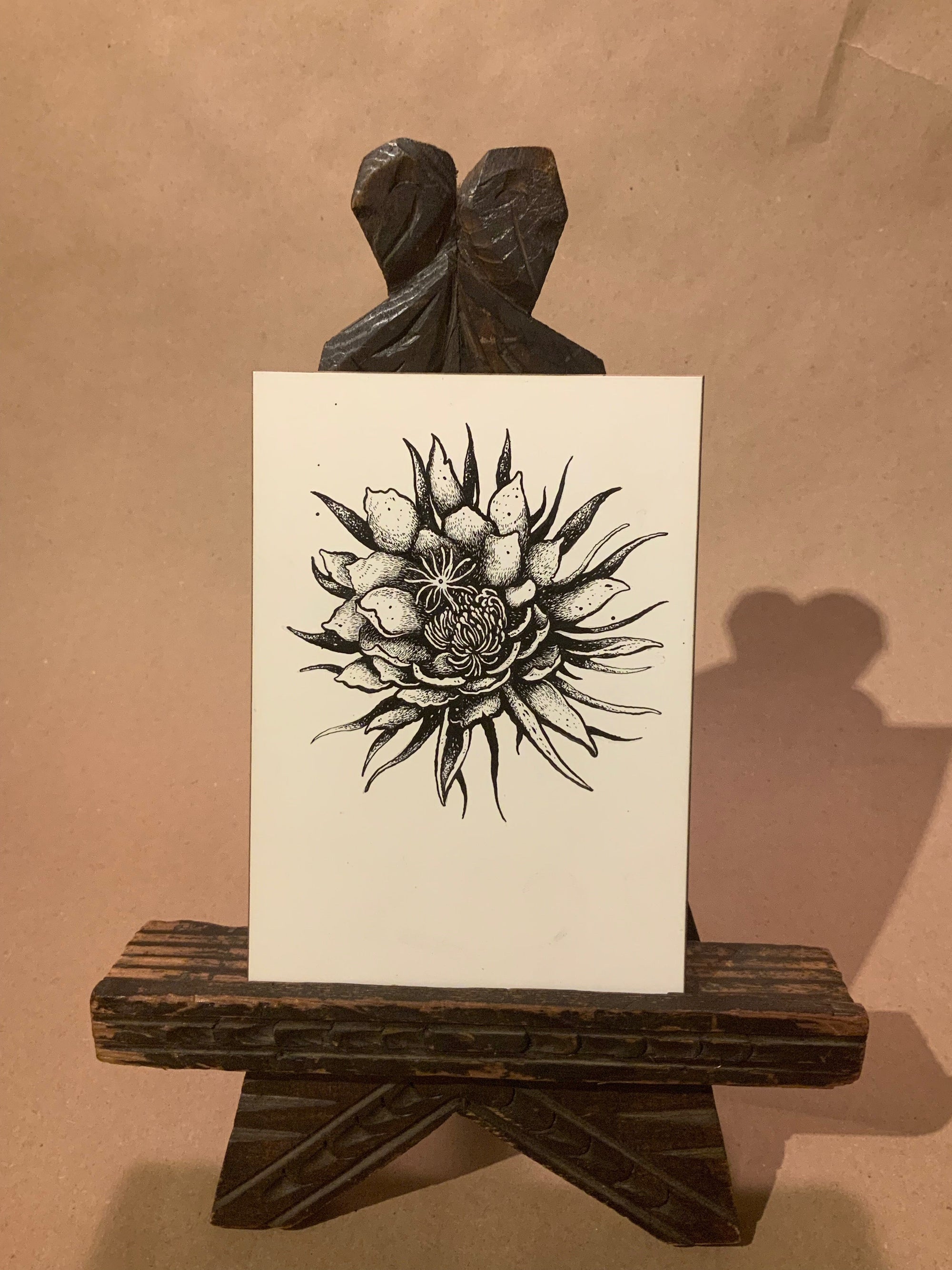 Thorny Flower : Original Ink on Panel : David V. D&#39;Andrea - Samaritan Press